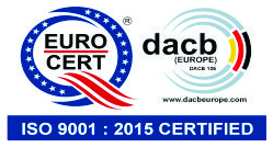 EUROCERT ISO 9001:2015 certified, accredited by dacb (Europe)